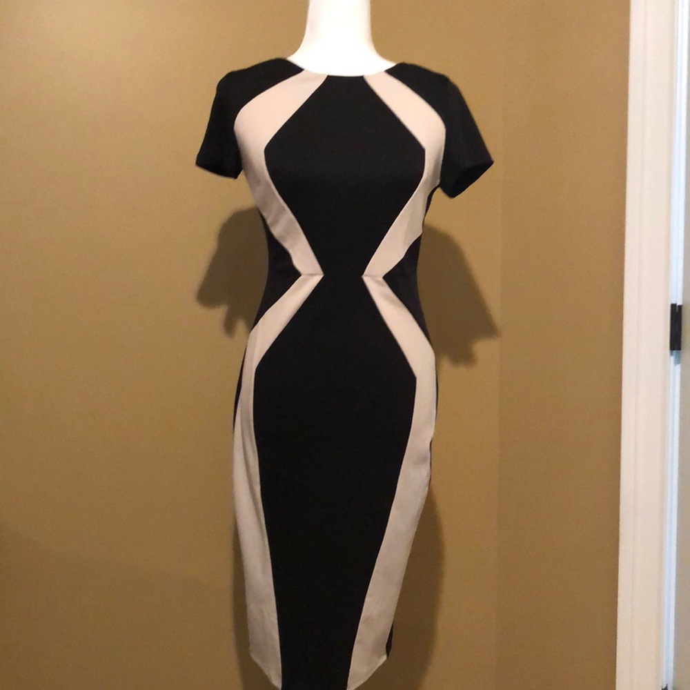 Gorgeous Black/ beige illusion dress. Size M